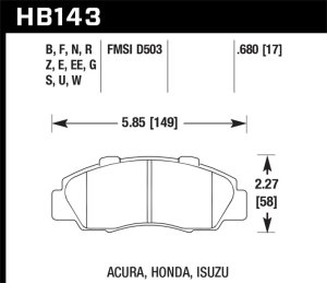 Acura Integra Brake Pad Sets - Front - Hawk Performance - DTC-60 - `97-`01